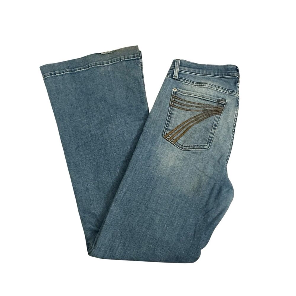 7 Seven For All Mankind Tailorless DOJO Jeans Mid Rise Flare Womens 30 X 31.5